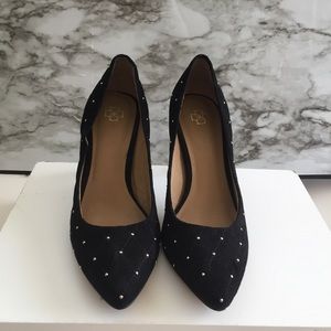 ANN TAYLOR Black/Gold Heels